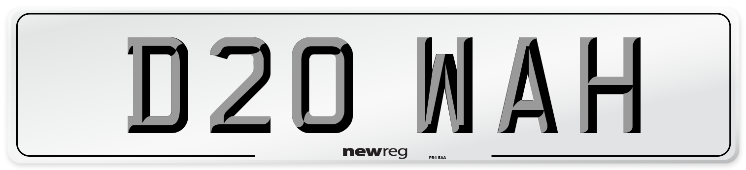 D20 WAH Number Plate from New Reg